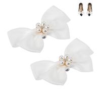 IMIKEYA Clips pour Chaussures Amovibles Blancs Perles et Bijoux Décoratifs Paire de Clips Nœud Élégant pour Escarpins Accessoires Élégants pour Mariage et Occasions Spéciales