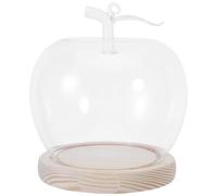 IMIKEYA Cloche de présentation en Verre Transparent en Forme de Pomme avec Socle en Bois Lumineux pour Figurines et Objets artisanaux - Idée Cadeau pour Anniversaires, Mariages, etc. Style 2