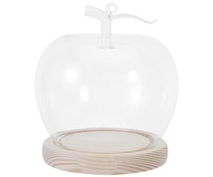 IMIKEYA Cloche de présentation en Verre Transparent en Forme de Pomme avec Socle en Bois Lumineux pour Figurines et Objets artisanaux - Idée Cadeau pour Anniversaires, Mariages, etc. Style 2