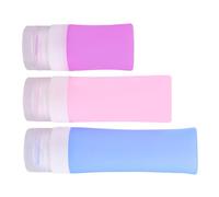 IMIKEYA Coffret de Voyage 4 Flacons en Silicone Souple 38Ml Violet 60Ml Rose 80Ml Bleu 3 Pochettes en PVC Flacons de Voyage Étanches pour Lotions et Huiles Essentielles Réutilisables