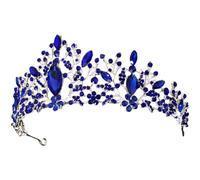 IMIKEYA Coiffe de Bal de Fin D'année Bleu en Alliage de Zinc Cristaux, Couronne Légère et Confortable pour Mariage et Photographie