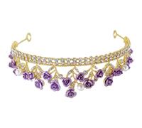 IMIKEYA Coiffe Élégante pour Mariage en Cristal Éléments Floraux Bandeau Couvre-Chefs Violet Réutilisable Accessoire Cheveux Femme pour Fête et Photographie Couvre-Chefs de Fête Léger