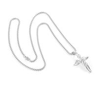 IMIKEYA Collier Ange Prière Unisexe En Acier Inoxydable Argenté, Pendentif Garçon Priant, Chaîne De Cou Élégante, Bijou Pour Hommes Et Femmes, Usage Quotidien Et Occasions Spéciales, Taille Standard