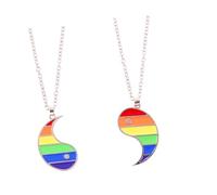 IMIKEYA Collier Arc-en-Ciel Assorti pour Couples Pendentif Yin Yang en Alliage Design Créatif 1 Paire Présent Saint-Valentin et Anniversaires Bijou Solide et Significatif