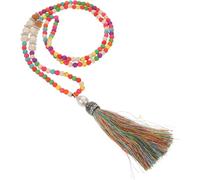 IMIKEYA Collier de Perles Colorées avec Pendentif à Pompon pour Femme Style Bohème Plage Bijou pour Pulls et Soirée