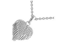 IMIKEYA Collier Pendentif En Aile D'Ange En Forme De Cœur Avec Médaillon Photo - Bijoux Scintillants Pour Femmes Et Filles - Idéal Pour Maman Et Amies