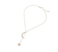 IMIKEYA Collier Pendentif Étoile Lune pour Femme, Chaîne Clavicule Dorée, Bijoux Léger en Métal, Bijou Fin Élégant pour Fête et Soirée