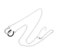 IMIKEYA Collier Pendentif Fer à Cheval en Alliage, Chaîne Blanche, Double Forme U et Marée Noire, Collier Créatif pour Femmes, Bijou Élégant Adapté aux Fêtes et Occasions