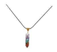 IMIKEYA Collier Pendentif Hexagonal En Cuir Et Pierre Naturelle Colorée, Pendentif Géométrique De Prisme, Léger Et Compact, Féminin, Pour Fêtes Et Spectacles