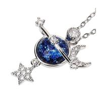 IMIKEYA Collier Pendentif Planète Lune et Étoile pour Femme Chaîne Clavicule en Métal Collier de Déclaration Élégant pour Soirées et Présents Pendentifs en Or pour Adolescentes