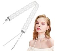 IMIKEYA Collier Ras-de-Cou en Dentelle Blanche Double Couche Court Nœud Collier Ras Cou pour Femme Accessoire de Cou Ajustable Style Élégant pour Fêtes