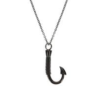 IMIKEYA Collier Urne pour Cendres Acier Inoxydable Pendentif Crémaillère Forme Crochet de Poisson Commémoratif pour Hommes et Femmes Confortable Noir