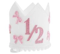 IMIKEYA Couronne à nœud pour demi-anniversaire : Chapeau d'anniversaire pailleté pour 6 mois - Décoration -chemin vers un an - Bandeau pour nouveau-né - Accessoire photomaton