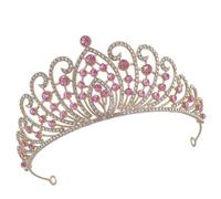 IMIKEYA Couronne de Mariée Baroque en Alliage Strass Doré Rose, Diadème Léger et Confortable pour Accessoires Cheveux de Mariage, Tiare Élégante pour Fête et Bal de Fin D’année