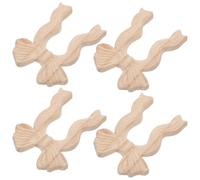 IMIKEYA Découpes en Bois Sculpté Européennes de Nœud 9x11,5 Cm, Lot de 4 Pièces, Appliques Décoratives pour Meubles, Armoires, Portes et Décoration Murale Intérieure Élégante