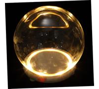 IMIKEYA Dôme en Verre Base en Bois et Lumière Intégrée, pour Présentation de Terrariums et Objets Artisanaux, Dimensions 10 X 10 CM