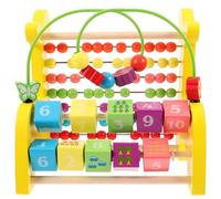 IMIKEYA Éducatif de Calcul en Bois Perles Colorées, Abaque Multifonctionnel pour Tout-Petits, Base Stable et Sûre, pour Apprentissage Montessori et Éveil des Garçon et Filles