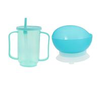 IMIKEYA Ensemble 2 Pièces Tasses D’Allaitement et Bol Anti-Déversement pour Personnes Âgées Gobelet à Bec avec Paille Adapté à la Dysphagie Bol Antidérapant avec Couvercle pour Soins