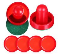 IMIKEYA Ensemble d'accessoires de hockey pneumatique - 2 poussoirs rouges de 60 mm avec 4 palets rouges de 51 mm et 2 patins en feutre de rechange pour tables de jeu d'équipement de hockey d'intérieur