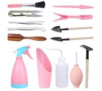 IMIKEYA Ensemble de 14 Pièces D'outils de Jardinage à Main Ergonomiques pour Plantes Succulentes, Pelle et Râteau en Plastique et Fer Poignée Confortable, pour Jardinage Couleur Aléatoire