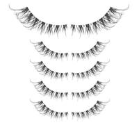 IMIKEYA Ensemble de 5 Paires de Cils des Yeux Synthétiques Noirs Style Œil de Chat, Légers et Faciles à Poser Maquillage Quotidien Scène
