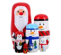 IMIKEYA Ensemble de 6 Poupées Russes en Bois Représentant Le Père Noël Et des Bonshommes de Neige (Figurines Peintes de 14,5 Cm) - Pingouins Et Animaux d'hiver pour Décoration de Cheminée,