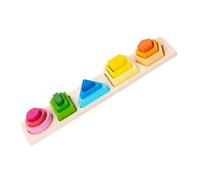 IMIKEYA Ensemble de Jouets Géométriques en Bois pour Garçon et Filles Puzzle Éducatif Coloré Jouet d'Association de Formes Développement Motricité Fine 10 Pièces Activité Montessori