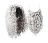 IMIKEYA Ensemble Postiche Et Barbe Pour Cosplay Sorcier Gris Longue Postiche Synthétique Barbe Costume Adulte Fête Halloween Carnaval