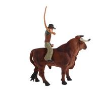 IMIKEYA Figurine de Cowboy Western et Taureau Miniature Garçon et Filles, Taille Compacte, Matériau Sûr , Jouet Éducatif et Cognitif pour Jeu D’écurie Western et Activité de Rodéo,