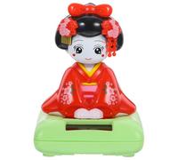 IMIKEYA Figurine Solaire Kimono Danseuse Assise Ornement Voiture Tête Branlante Petite Décoration Cadeau Pratique et Décoratif
