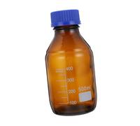 IMIKEYA Flacon Solide et Gradué en Verre Marron de Réactif 500ml Bouchon à Vis Bleu, Conteneur Chimique de Laboratoire pour Usage en Laboratoires et Hôpitaux