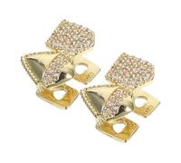 IMIKEYA Grills Dentaires Décoratifs En Zircone Brillante Dorée, Dents De Vampire En V, Lot De 2 Pièces, Accessoires Cosplay Halloween Pour Adultes, Effet Miroir Confortable Et Léger