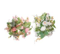 IMIKEYA Guirlande de Fleurs Artificielles 180 Cm, Couronne de Fleurs Blanches et Roses Feuilles D’Eucalyptus, Décorations de Couronnes pour Mariage, Fête et Décoration Murale Intérieure