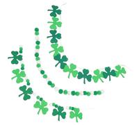 IMIKEYA Guirlande Décorative 3 Pièces Feuilles Vertes et Vert Foncé Guirlande à Pompons pour Décoration Festive Intérieure et Extérieure Bannière Amulette pour Fête Irlandaise