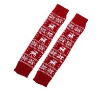 IMIKEYA Jambières de Noël Rouges en Laine sans Pieds pour Femmes Taille Unique -Mollet Chaussettes Hautes Chaudes d'Hiver Manchettes Confortables pour Garder au Chaud Lors des Fêtes de