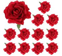 IMIKEYA Lot de 12 Pinces à Cheveux Rose Artificielle Rouge Vif Accessoires pour Cheveux à Fleurs Coiffe de Mariée Clips Décoratifs pour Mariage Fête et Soirée Taille Moyenne