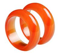 IMIKEYA Lot de 2 Bagues en Cornaline Naturelle et Agate Rouge, Anneaux Légers Bande Intérieure Lisse, Design Unique et Élégant pour Femmes, pour Anniversaires et Dates