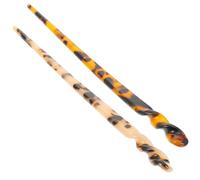 IMIKEYA Lot de 2 Baguettes à Chignon Vintage en Matériau Solide Motifs Léopard Marron et Beige Accessoires de Coiffure pour Femmes aux Cheveux Mi-Longs Longs et Épais pour Coiffures