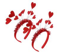 IMIKEYA Lot De 2 Bandeaux Cheveux Rouge Paillettes Forme Cœur Taille Unique Accessoires Coiffure Garçon Et Filles Fête Saint-valentin