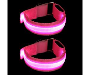 IMIKEYA Lot de 2 Brassards LED Rechargeables Rose, Bracelets Lumineux de Sécurité pour Course à Pied, Taille Ajustable, Accessoires Réfléchissants pour Jogging Nocturne et Sports de Plein