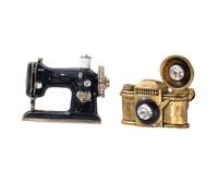 IMIKEYA Lot De 2 Broches Rétro En Alliage Émaillé, Broche Tourne-disque Et Machine à Coudre, Épingle à Revers Décorative, Fermoir à Boucle, Pour Accessoires Mode Et Fêtes, Noir Et Doré