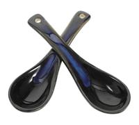 IMIKEYA Lot de 2 Cuillères à Soupe en Céramique Bleue Multi-fonction pour Porridge, Design Élégant et Sain, Maison Café