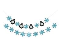 IMIKEYA Lot de 2 Décorations Murales de Noël Pendentifs Flocons de Neige et Drapeaux Bleu Clair Bannière Festive 9 Pièces pour Fête Intérieur et Extérieur Fournitures de Décoration