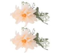 IMIKEYA Lot de 2 Embrasses de Rideaux Fleuries à Pince Métallique Couleur Doux Abricot Accessoires Décoratifs Bohèmes pour Fixation Rideaux Intérieurs Style Moderne et Champêtre