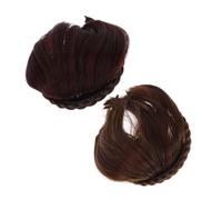 IMIKEYA Lot de 2 Fausses Franges Adhésives en Cheveux Naturels, Taille Unique, Couleurs Châtain Clair et Châtain Foncé, Effet Naturel et Invisible, pour Femmes et Filles, Usage Quotidien
