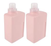 IMIKEYA Lot de 2 Flacons Distributeurs Carrés 1000 Ml en Plastique Rose Flacons Rechargeables pour Lessive Liquide Adoucissant et Gel Vaisselle Contenants Étanches pour Buanderie et