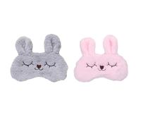 IMIKEYA Lot de 2 Masques de Sommeil Cache-Œil Lapin en Peluche Couleurs Rose et Gris Bandeau Élastique Flexible Confortable pour Voyage Sieste et Sommeil Réparateur