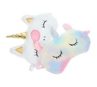 IMIKEYA Lot de 2 Masques de Sommeil en Peluche Doux et Opaques Masque de Nuit Yeux Motifs Licorne Blanc Corne Dorée et Multicolore pour Voyage et Sommeil Réparateur