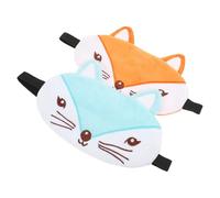 IMIKEYA Lot de 2 Masques de Sommeil pour Garçon et Filles Légers en Tissu Doux Cache-Œil de Dessin Animé Renard Orange et Bleu pour Voyage Repos et Protection la Lumière