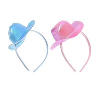 IMIKEYA Lot de 2 Mini Bandeaux Chapeaux Haut-de-Forme Laser Rose et Bleu Serrage-Tête Western pour Femmes Accessoire Coiffure pour Soirée à Thème Mariage Carnaval et Fête